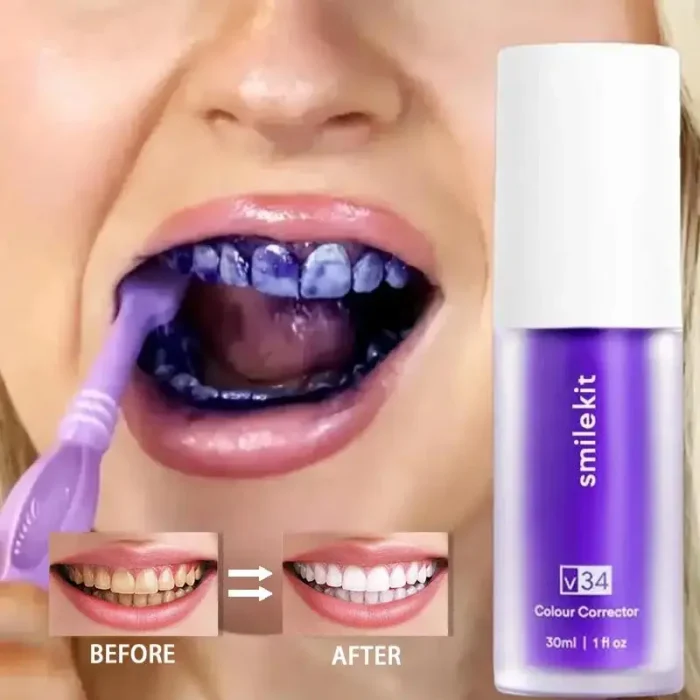 kf-Sb3a268f02d8d433cb8faeb7ad6fd4d61a-30ml-V34-Purple-Whitening-Toothpaste-Removal-Tooth-Stains-Repairing-Care-For-Teeth-Gums-Fresh-Breath-Brightening Radiant Smile Whitening Teeth Care